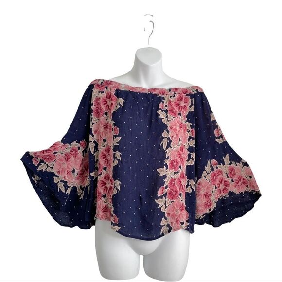 Francesca Floral Polka Dot Off Shoulder Batwing Top - Picture 13 of 16